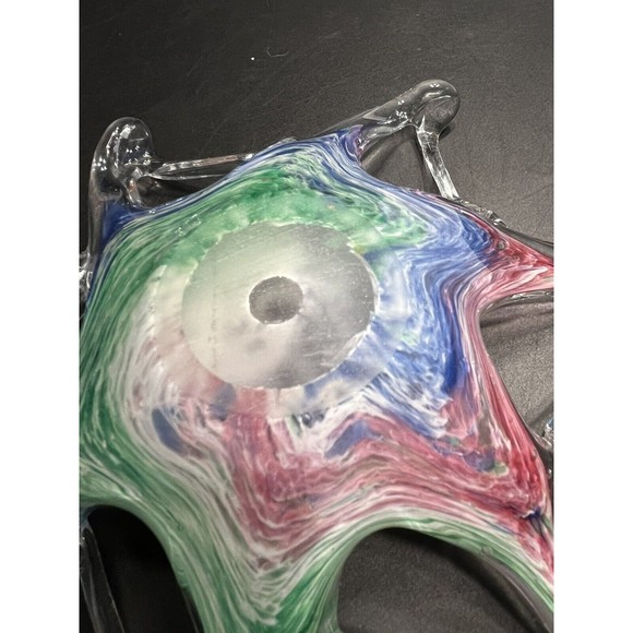 2 ~ Murano Art Glass Bowls Abstract Sculptures Blue Green Swirl Original Sticker - Picture 15 of 16
